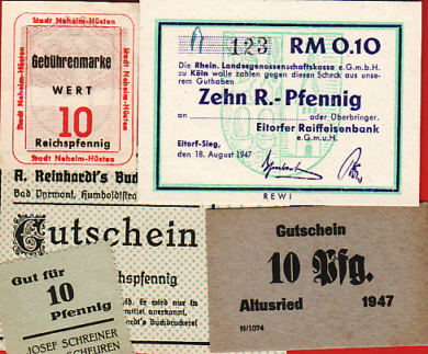 German Notgeld 1947/1948 - Deutsches Notgeld - Emergency Money